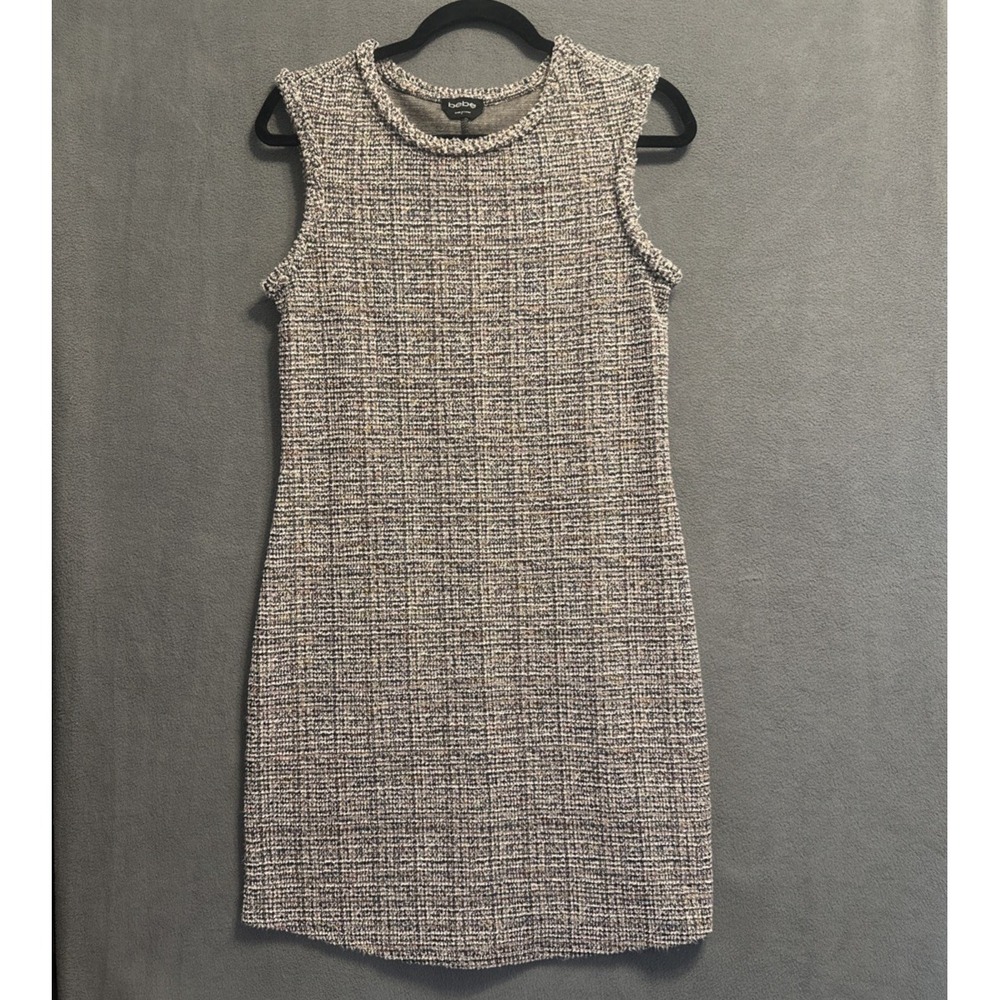Bebe Tweed Sleeveless Sheath Dress Size S Office Chic Career Homecoming Court